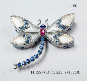 Buy cheap Trinket jewelry box, dargonfly diamond decoration pink pewter jewelry box product
