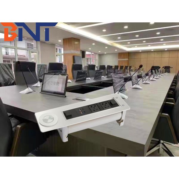 Electric Rotating Tabletop Hidden Socket 2mm Panel Thickness Supply For High-tier Conference Room