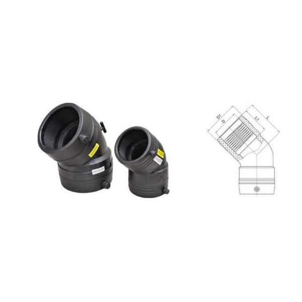 MDPE DN32-DN315 PE SDR11 Electrofusion 45 Degree Elbow Fitting