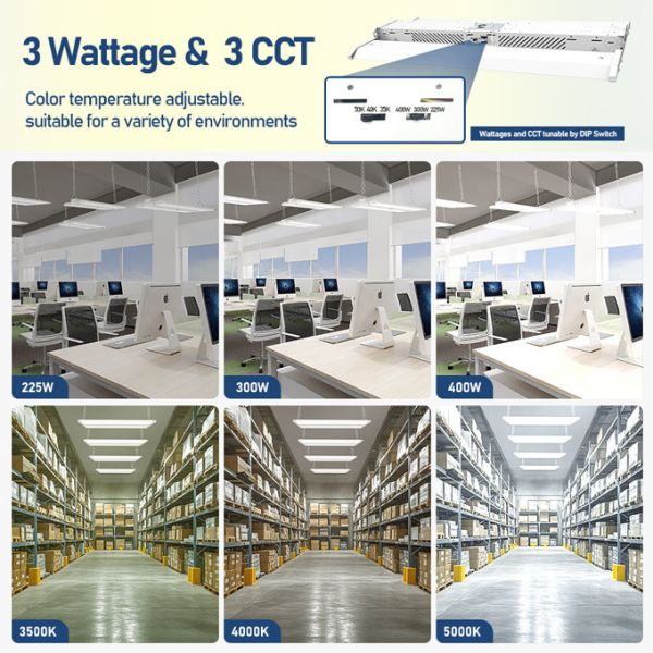 Industrial LED Linear Highbay Light 165W 400W with Dimmable Function and 5000K Bright White Light Ideal for Warehouse and Lighting