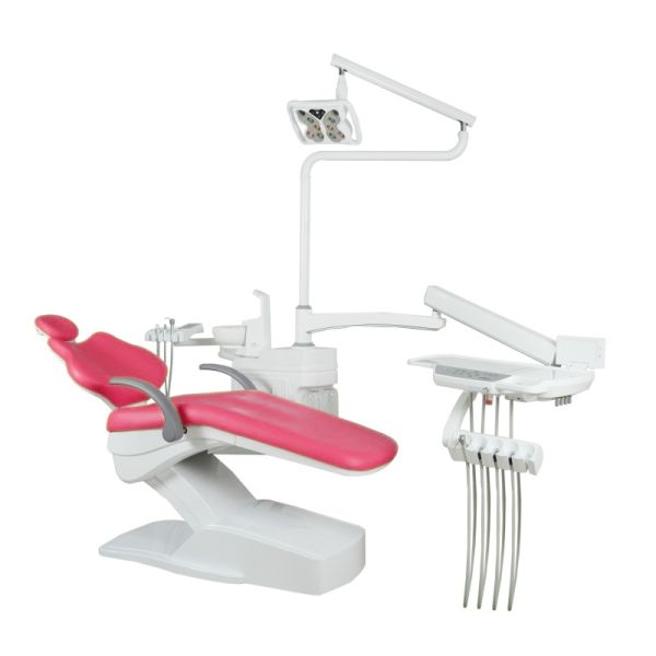 Top Mounted Dental Chair Unit with Teeth Whitening Function Operation Light Luxury PU Leather Dental Treatment Unit